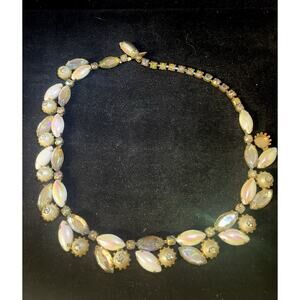 Vintage Rare Kramer Rhinestone / Glass Cocktail Necklace Signed